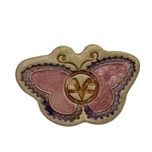Wooden Hand Carved butterfly brooch